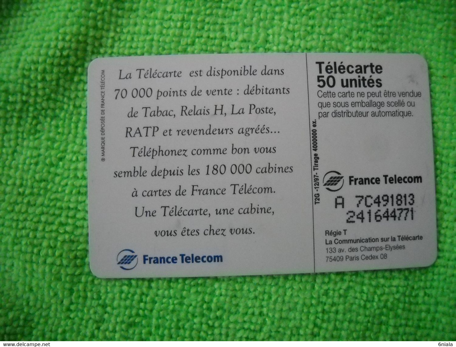 7113 Télécarte Collection CABINE Téléphone  France Télécom  Guitare    50u  ( Recto Verso)  Carte Téléphonique - Téléphones