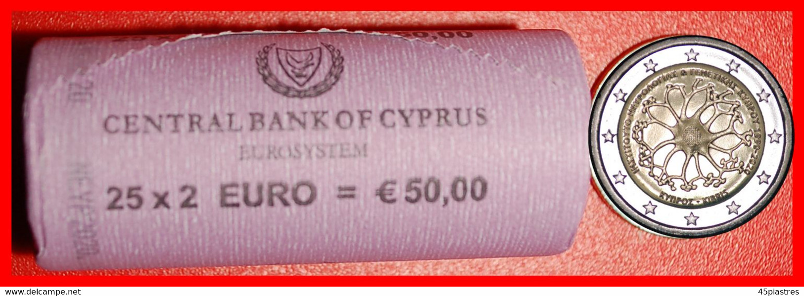 * ROLL NEURON: CYPRUS  2 EURO 1990-2020 INSTITUTE! UNC 25 COINS! LOW START  NO RESERVE! - Rouleaux