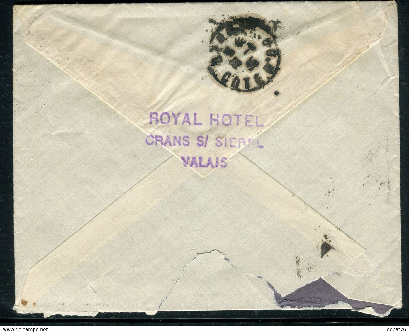 Suisse - Enveloppe Du Royal Hôtel De Crans ( Cachet Au Dos ) Pour La France En 1935 - M 140 - Marcophilie