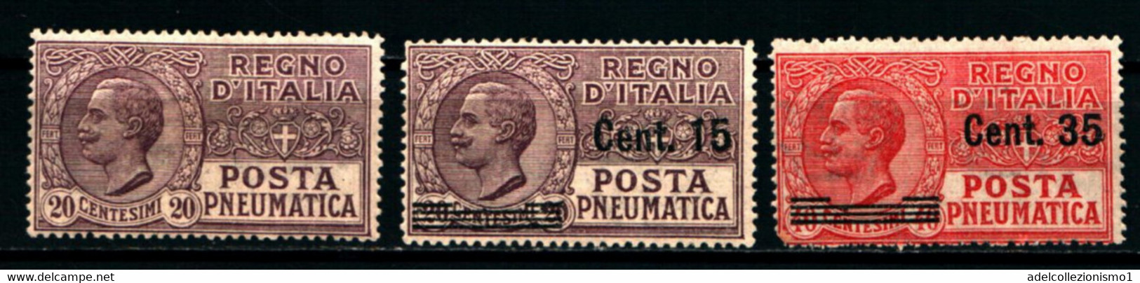 40176) ITALIA-Pneumatica Tipo Leoni Sovrastampati - POSTA PNEUMATICA - 1925/27 -  3 VALORI- MLH* - Poste Pneumatique