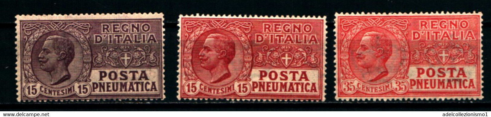 40177) ITALIA-Pneumatica Tipo Leoni - POSTA PNEUMATICA - 1927/1928 -  3 VALORI-  MNH**+MLH*+MNH** - Rohrpost