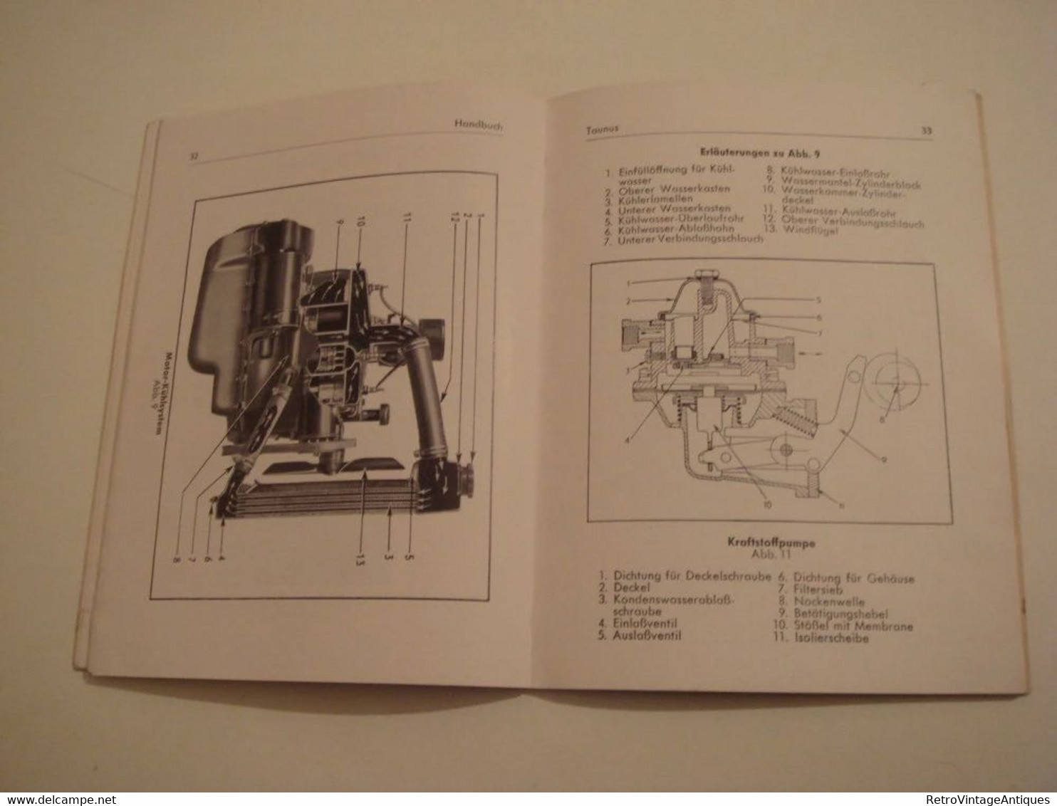 Vintage Auto Handbook Handbuch Fur Den Ford '' Taunus '' Ford Motor Company 1939 Car Manual Specifications Koln-niehl - Technical