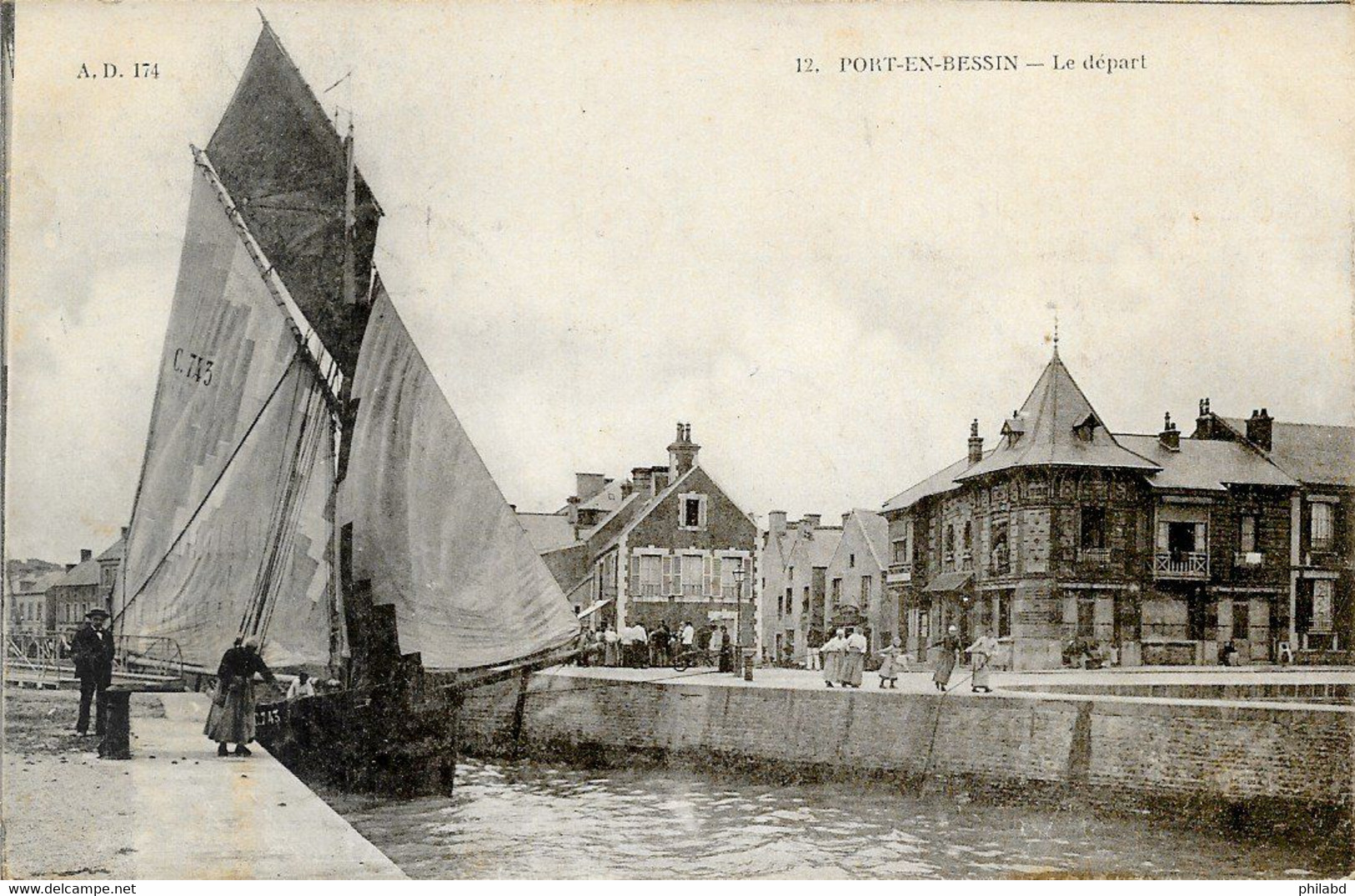 14 Port-en-Bessin - Le Départ Bateau Chalutier Port 1907-07-07 Animée TB - Port-en-Bessin-Huppain