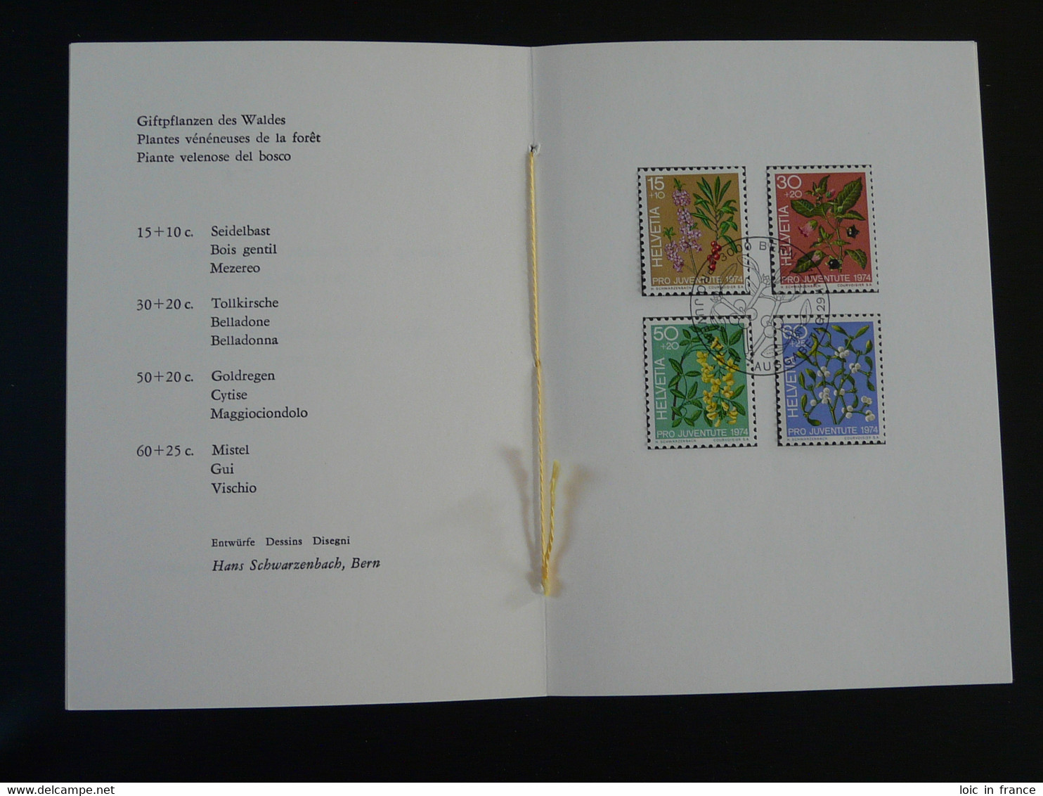 Encart PTT Folder Plantes Toxiques Série Pro Juventute Suisse Switzerland 1974 - Giftige Pflanzen