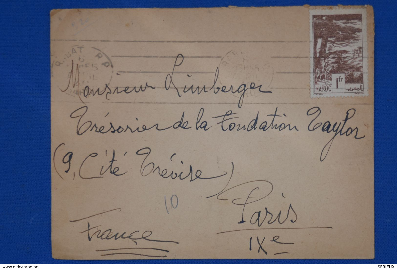 T26 MAROC BELLE LETTRE 1921 RABAT POUR PARIS FRANCE + AFFRANCHISSEMENT INTERESSANT - Brieven En Documenten