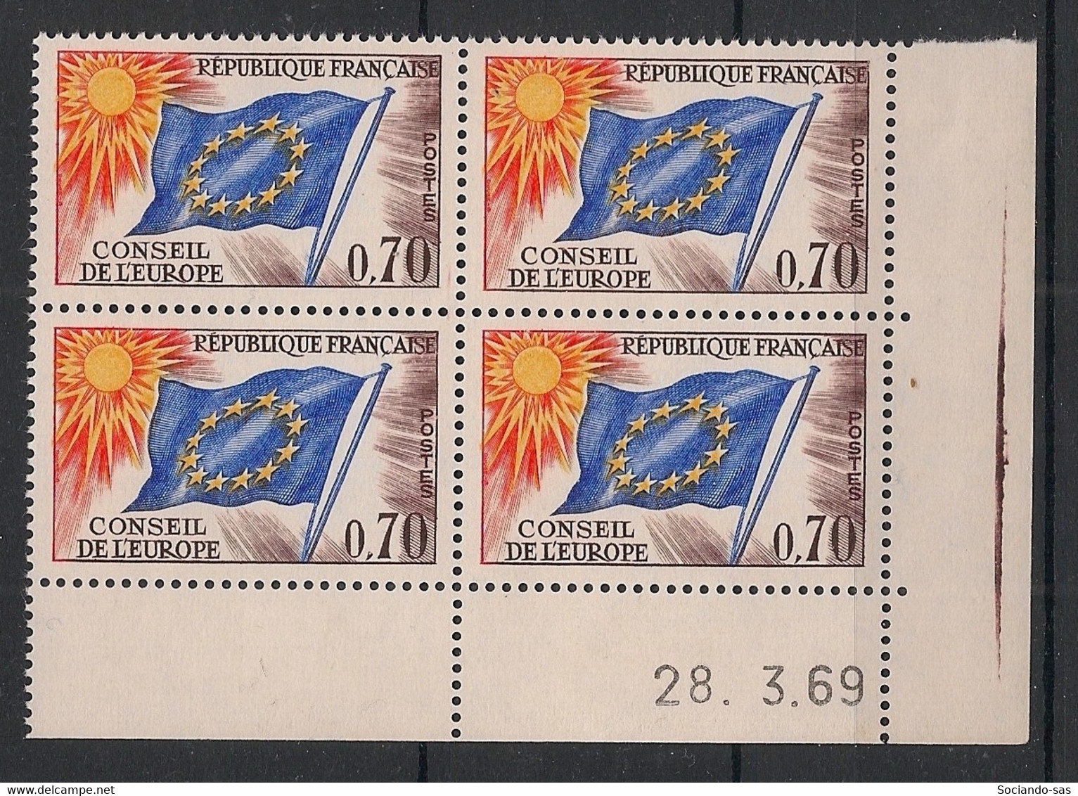 France - 1969 - Service N°Yv. 35 - Bloc De 4 Coin Daté - Neuf Luxe ** / MNH / Postfrisch - Dienstmarken