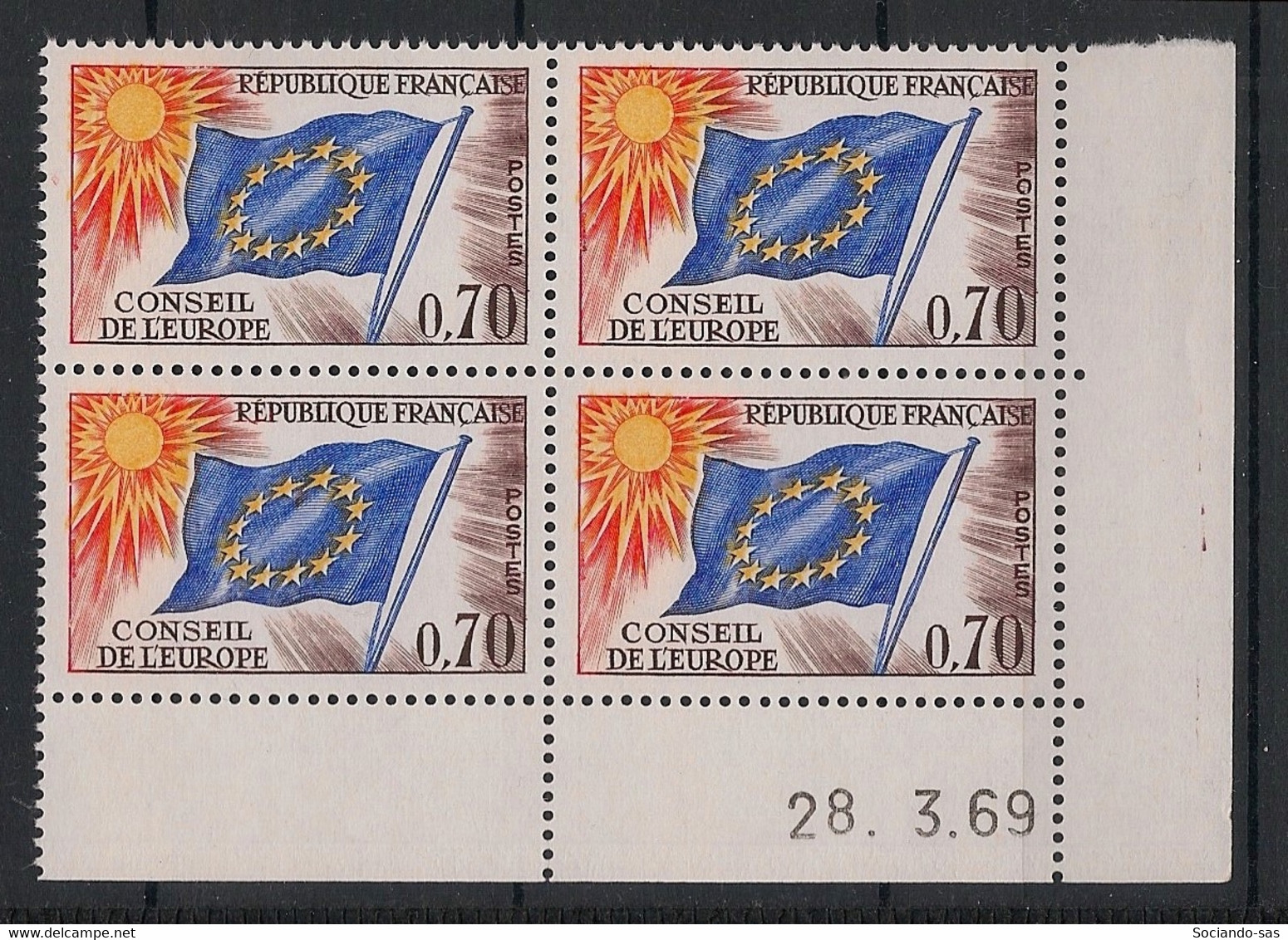 France - 1969 - Service N°Yv. 35 - Bloc De 4 Coin Daté - Neuf Luxe ** / MNH / Postfrisch - Officials