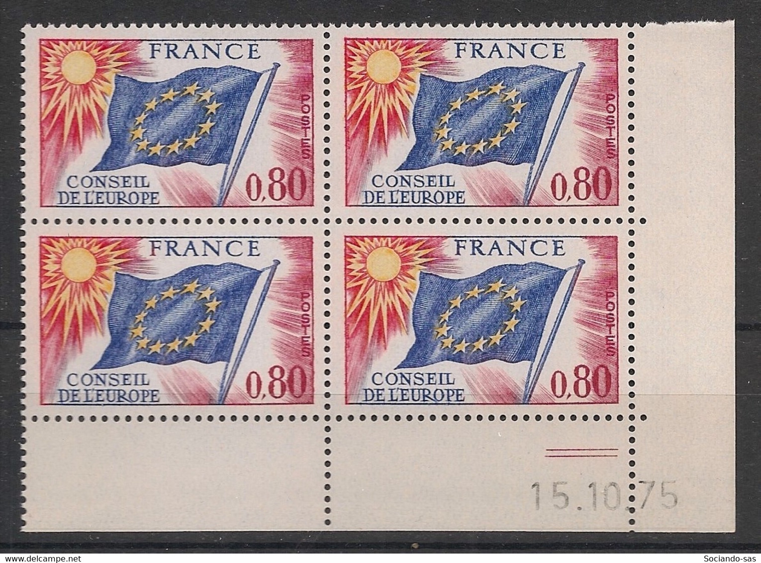 France - 1975 - Service N°Yv. 47 - Bloc De 4 Coin Daté - Neuf Luxe ** / MNH / Postfrisch - Servizio