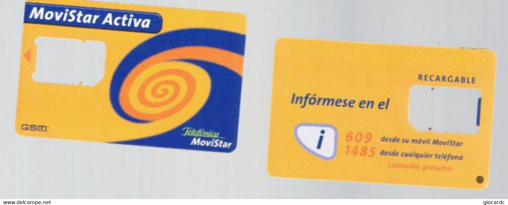 SPAGNA (SPAIN) - MOVISTAR / TELEFONICA   (GSM SIM) -  ACTIVA -  USED WITHOUT CHIP - RIF. 9668 - Telefonica