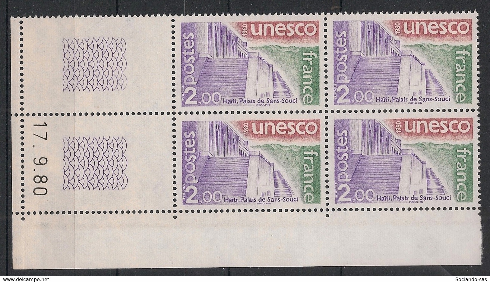France - 1980 - Service N°Yv. 62 - Bloc De 4 Coin Daté - Neuf Luxe ** / MNH / Postfrisch - Dienstmarken