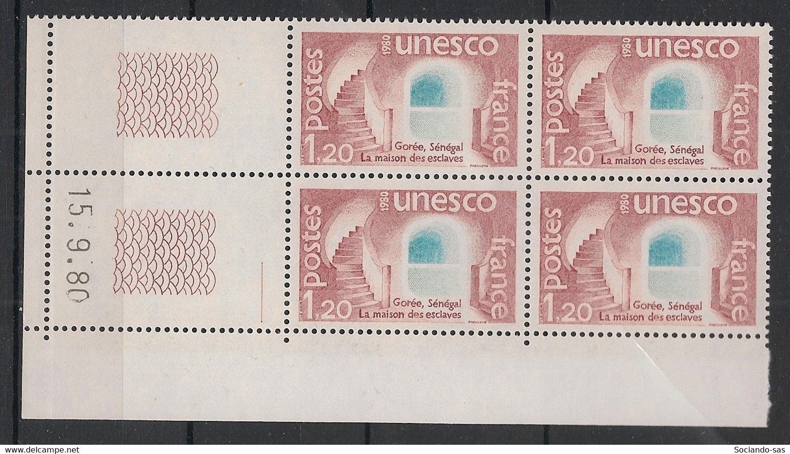 France - 1980 - Service N°Yv. 61 - Bloc De 4 Coin Daté - Neuf Luxe ** / MNH / Postfrisch - Dienstmarken