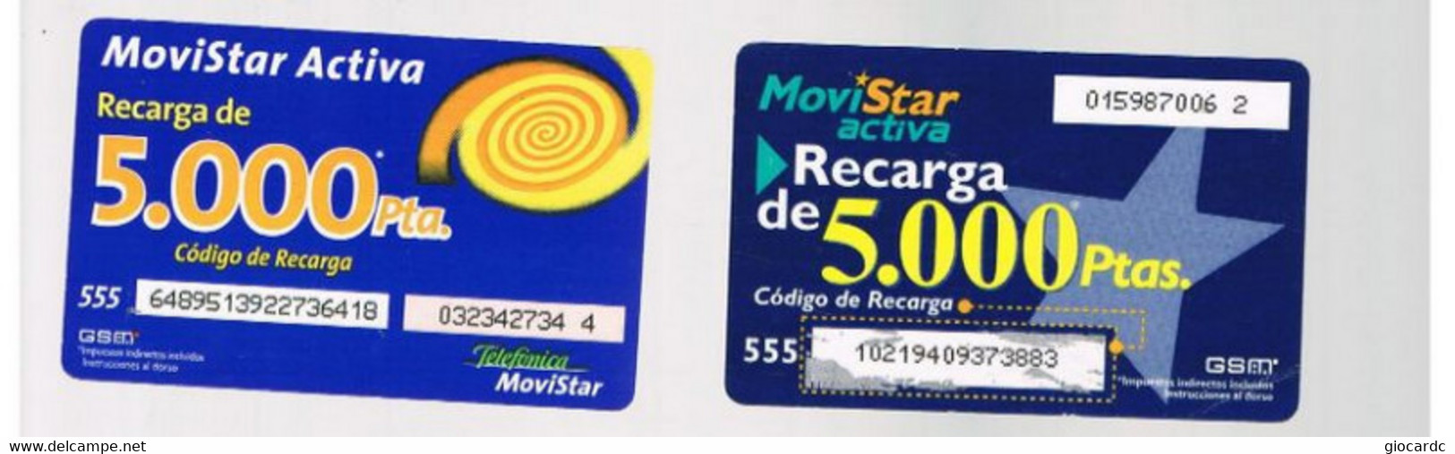SPAGNA (SPAIN) - TELEFONICA / MOVISTAR (GSM RECHARGE) - LOT OF 2 DIFFERENT   - USED  -  RIF. 9669 - Telefonica