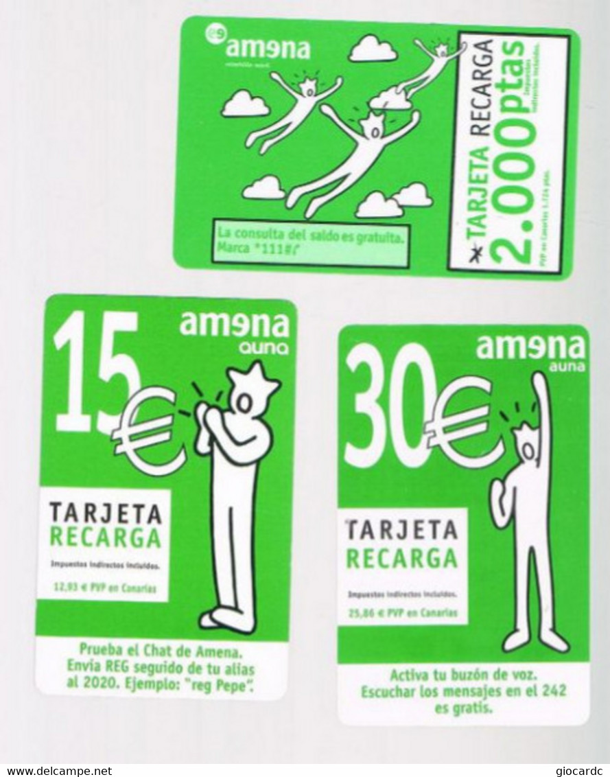 SPAGNA (SPAIN) - AMENA  (GSM RECHARGE) - LOT OF 3 DIFFERENT   - USED -  RIF. 9670 - Amena - Retevision