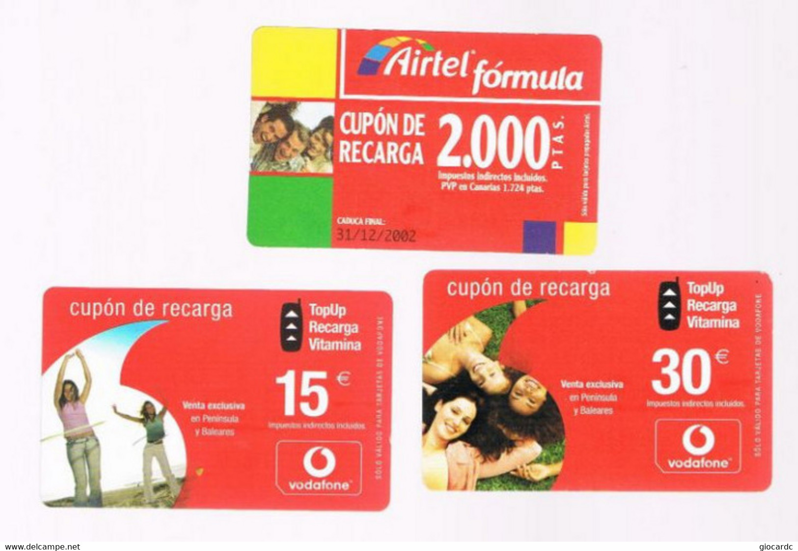 SPAGNA (SPAIN) - AIRTEL  (GSM RECHARGE) - LOT OF 3 DIFFERENT   - USED  - RIF. 9671 - Airtel