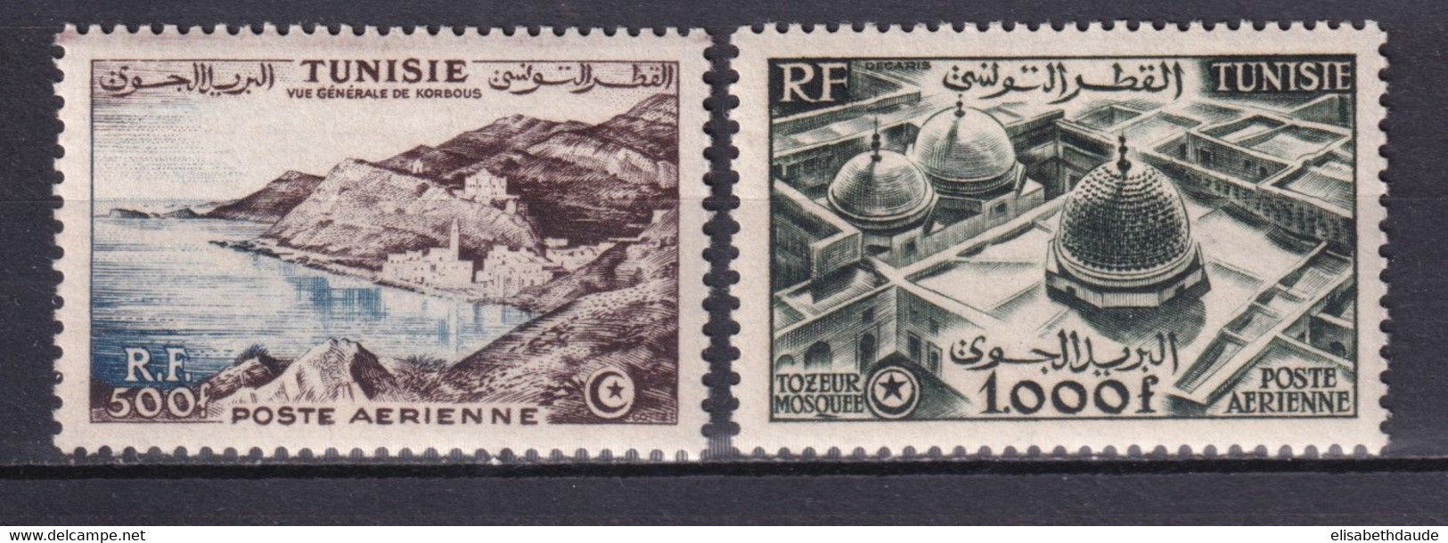 TUNISIE - 1953 - POSTE AERIENNE - YVERT N°A18/19 * MLH - COTE = 100 EUR. - Neufs