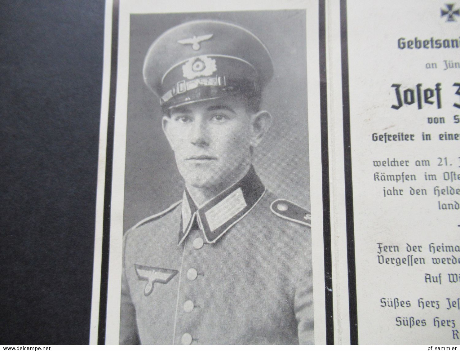 2. WK Sterbebild 1941 Gebetsandenken An Den Jüngling Gefreiter Eines Infanterie Rgt. Gefallen Im Osten - 1939-45