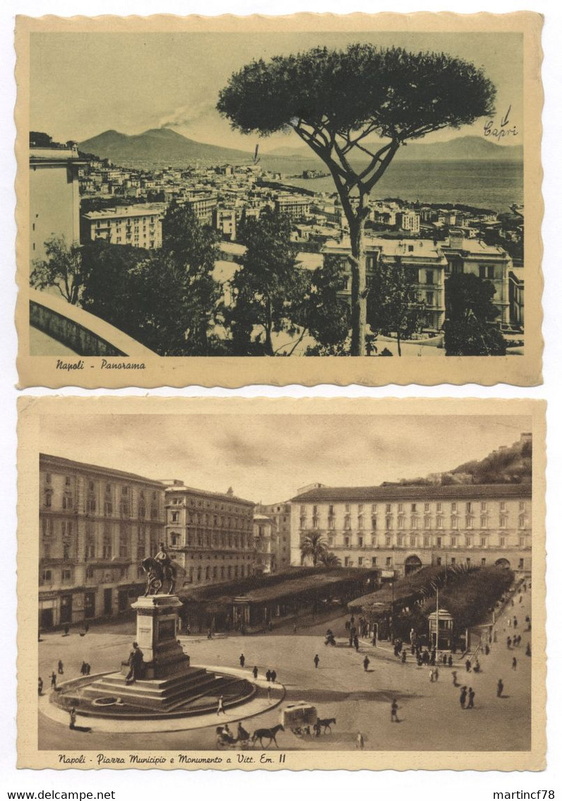 Italien Napoli Panorama + Piazza Municipio E Monumento A Vitt Em II   1942 - Napoli (Napels)