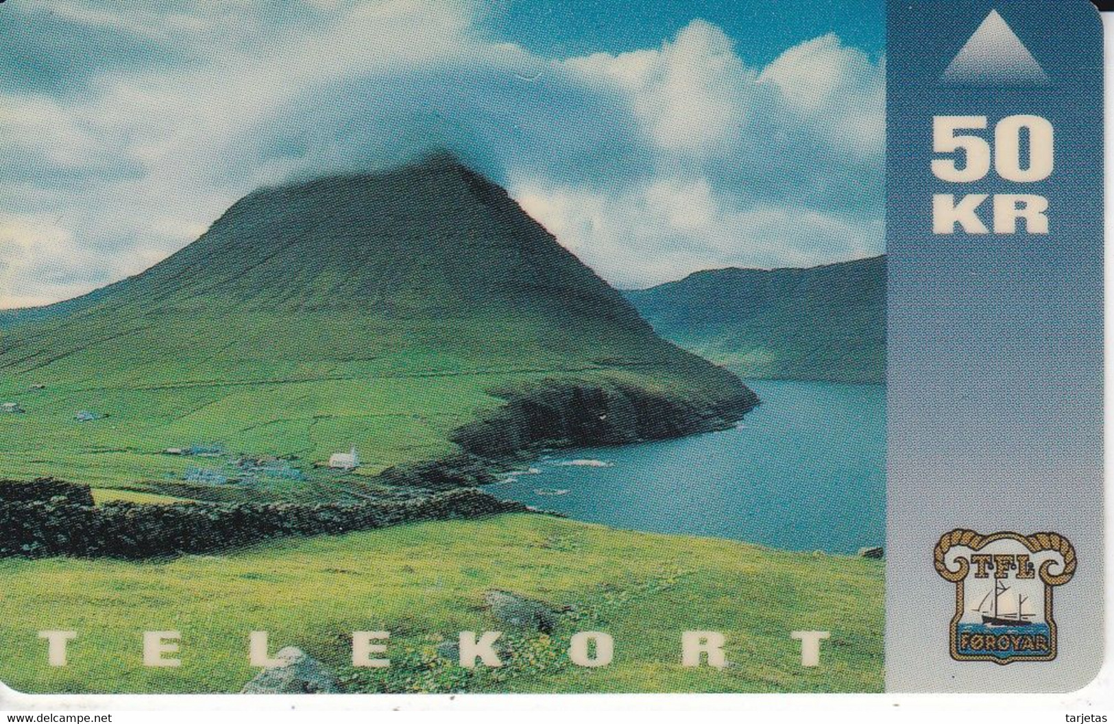 TARJETA DE LAS FEROE DE 50 KR DE UN PAISAJE - Faroe Islands