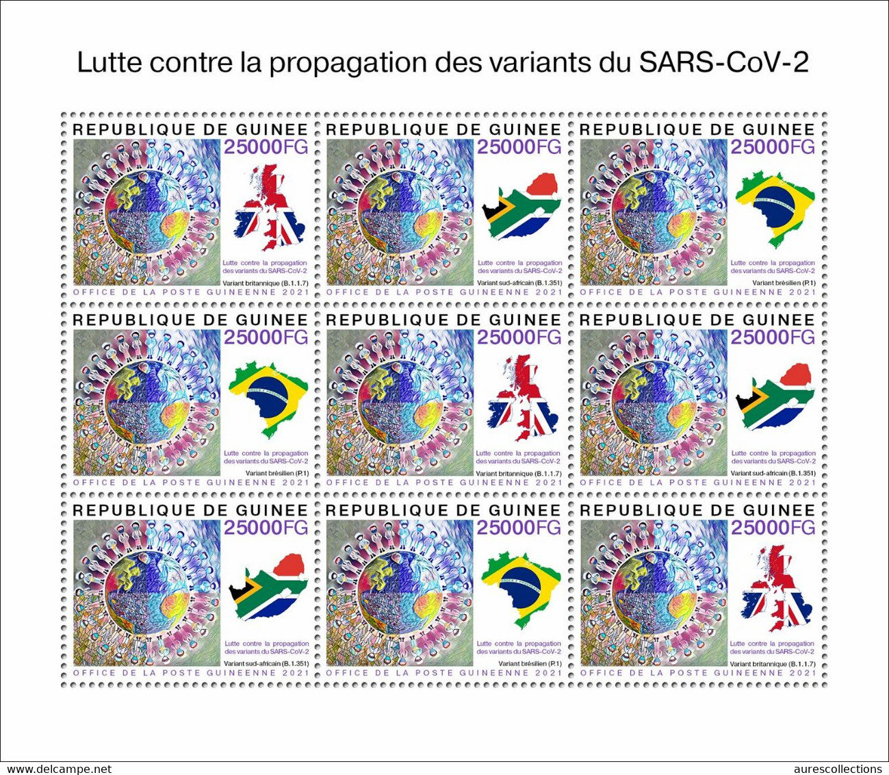 GUINEE GUINEA 2021 BOOKLET CARNET- JOINT ISSUE STRUGGLE AGAINST VARIANTS OF SARS COVID 19 PANDEMIC CORONAVIRUS BRAZIL - Emisiones Comunes