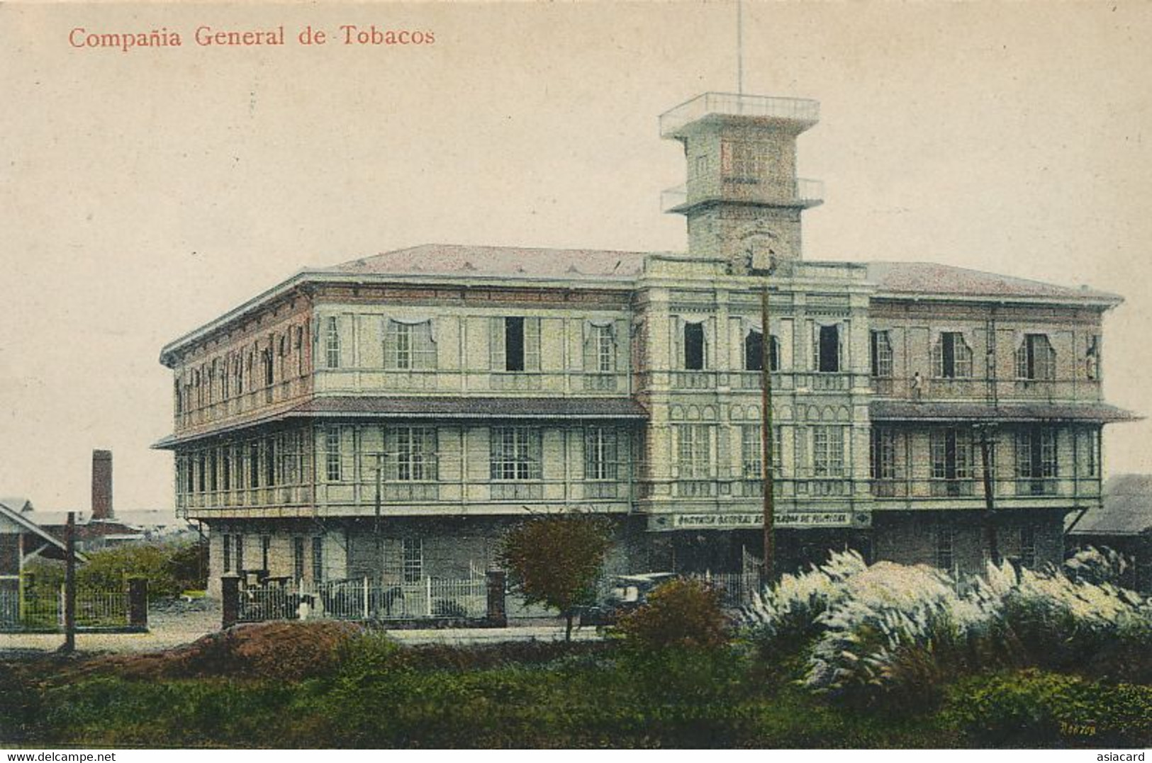 Manila Compania General De Tobacos Cigar Factory Tobacco  Squires Bingham Manila Hand Colored - Philippines