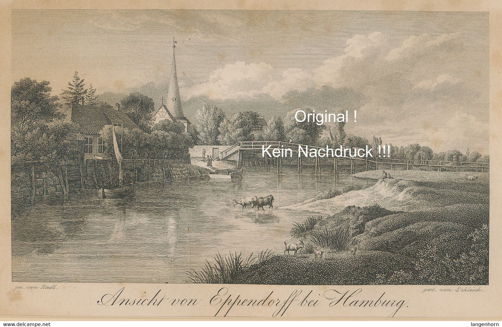 Hamburg-Eppendorf 'Ansicht Von Eppendorff' ~ Stahlstich Um 1850 - Eppendorf