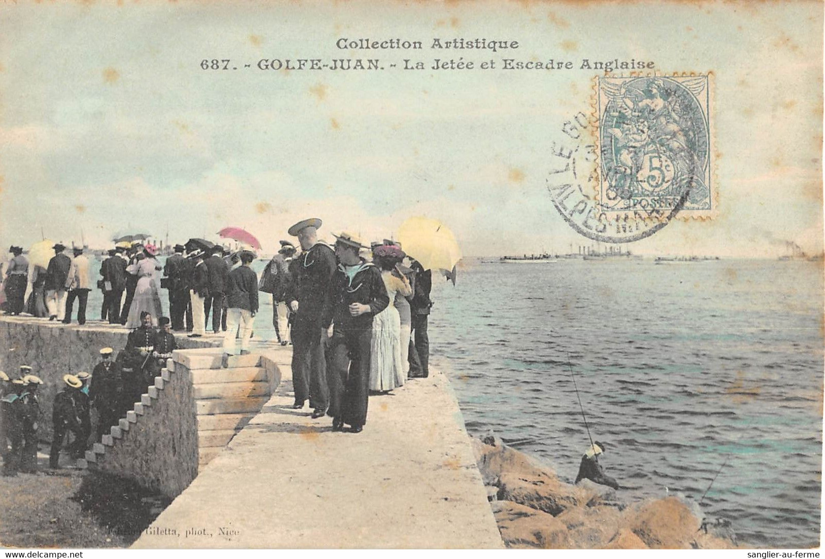 CPA 06 GOLFE JUAN LA JETEE ET ESCADRE ANGLAISE - Autres & Non Classés