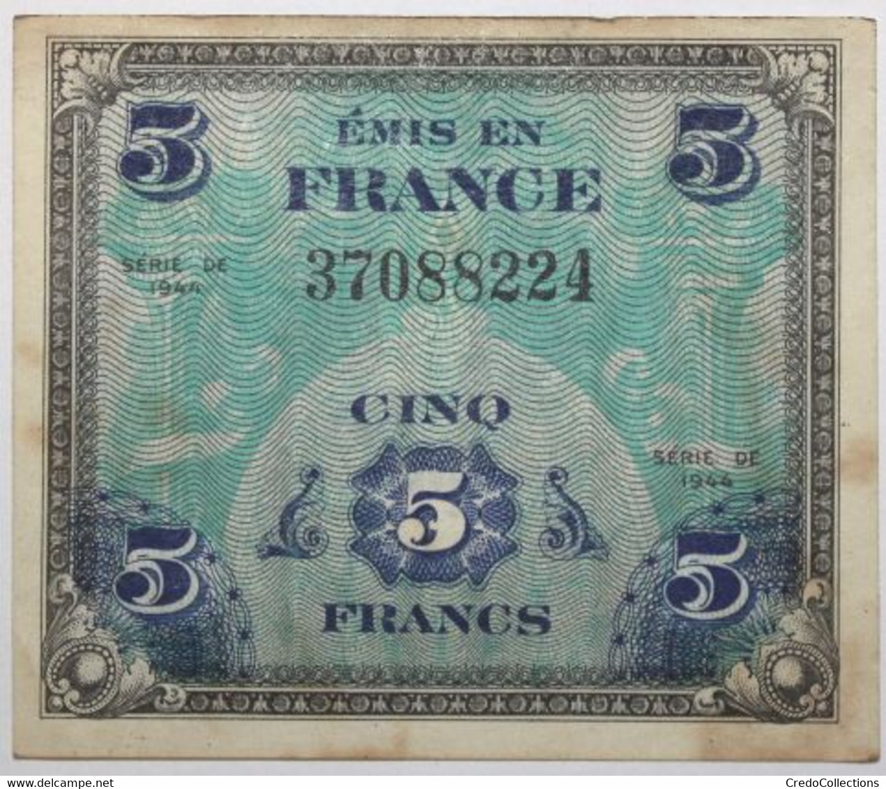 France - 5 Francs - 1944 - PICK 115a / VF17.1 - TTB+ - 1944 Vlag/Frankrijk