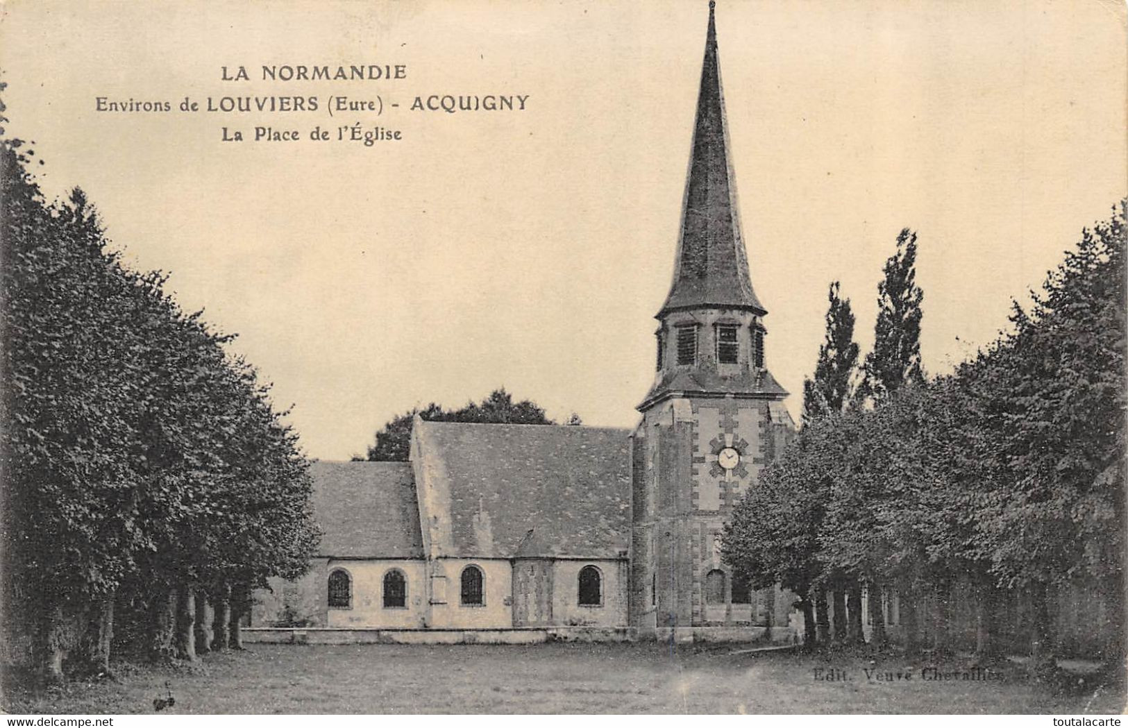 CPA 27 ENVIRONS DE LOUVIERS ACQUIGNY LA PLACE DE L EGLISE - Acquigny