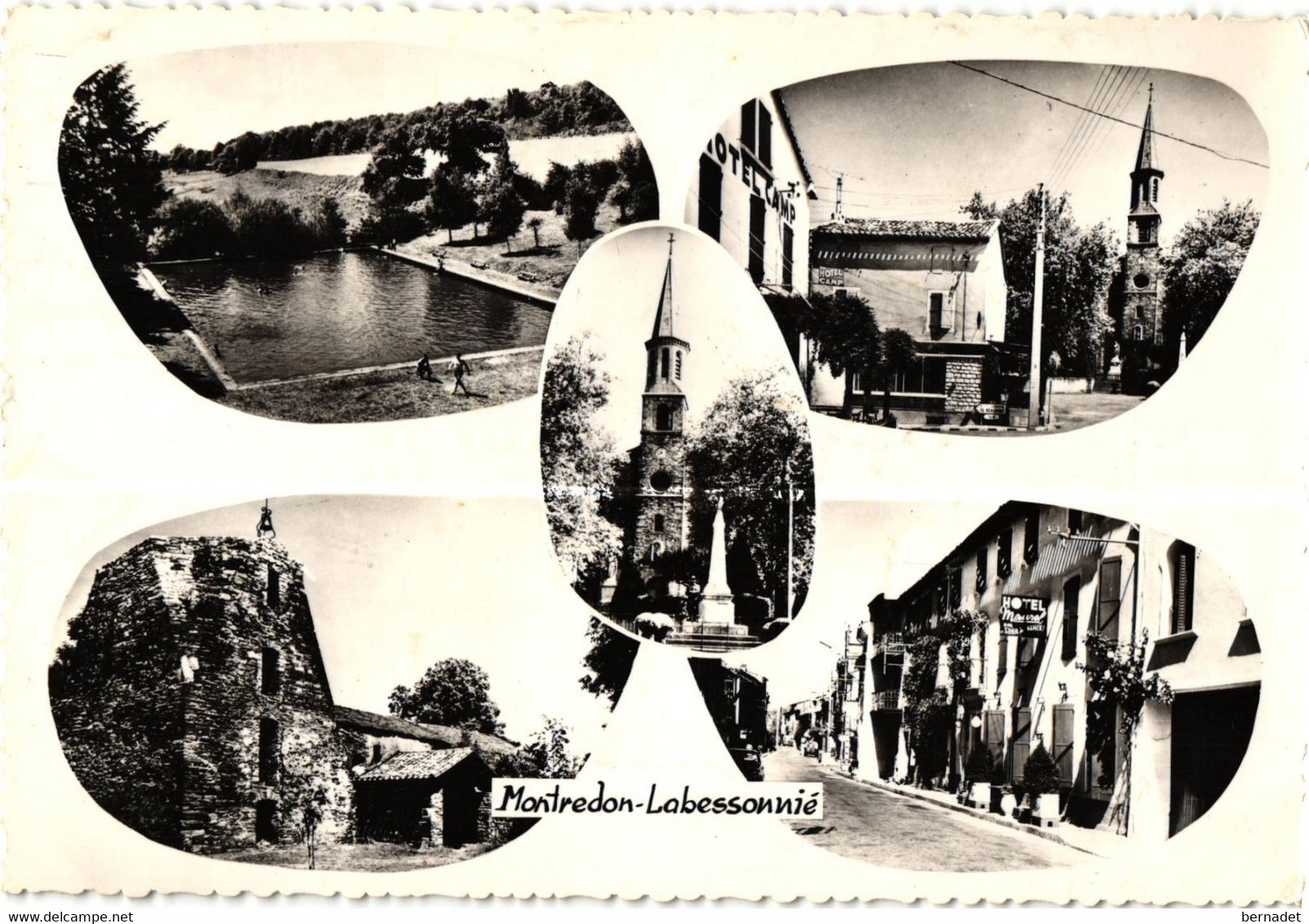 81 . MONTREDON LABESSONNIE . MULTIVUES . HOTEL CAMP . HOTEL MAUREL   ( Trait Blanc Pas Sur Original ) - Montredon Labessonie