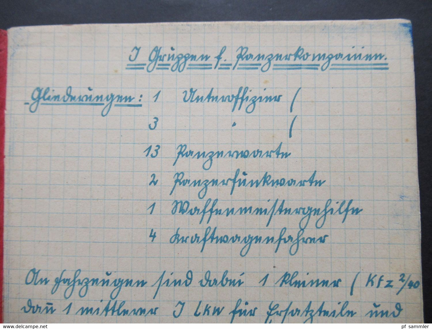 Original Heft / Aufzeichnungen Panzer Wartlehrgang Eines Schützen Technische Details Der Deutschen Panzer Der Wehrmacht - 1939-45