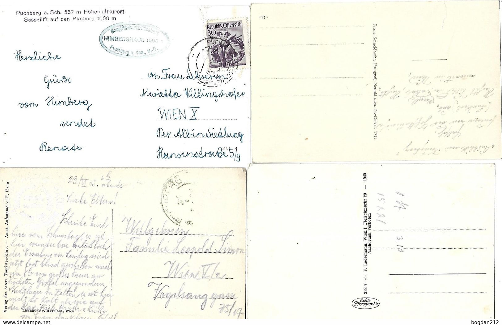 1915/57 - SCHNEEBERG , 4 Stk.  Gute Zustand, 2 Scan - Raxgebiet