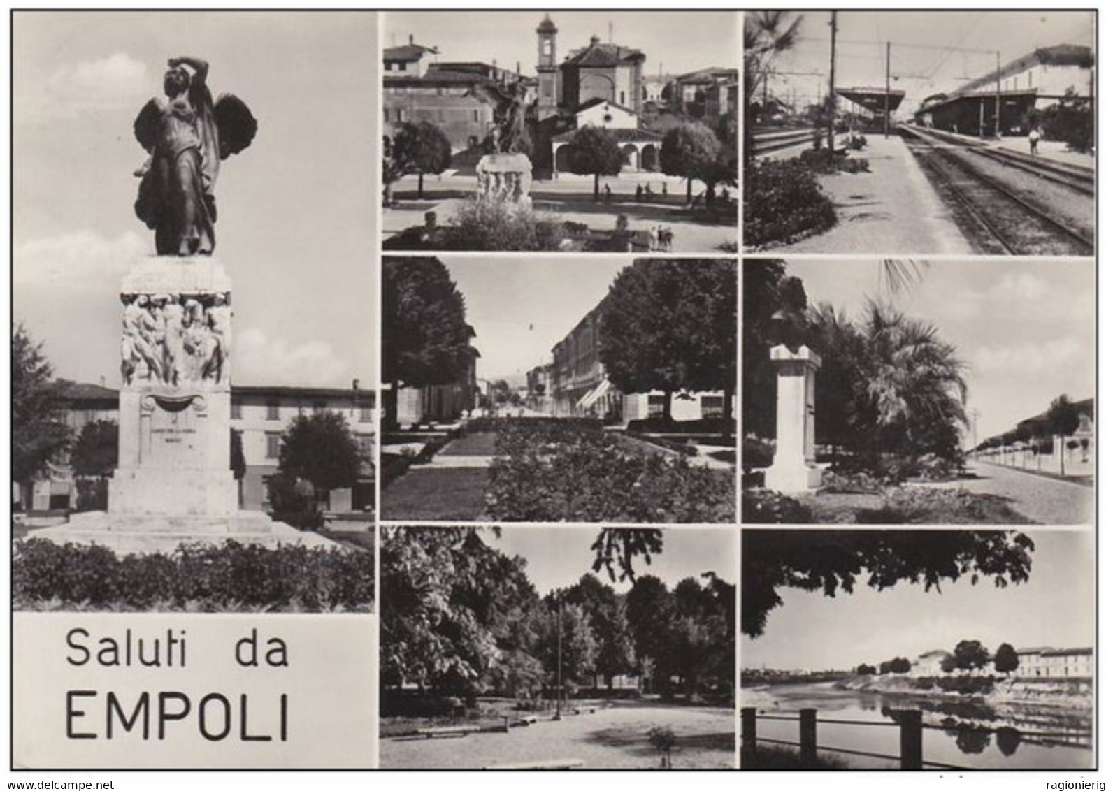 FIRENZE - Saluti Da Empoli - 7 Vedute - Interno Stazione Ferroviaria No Treno - Lungarno - Piazza Della Vittoria - 1956 - Empoli