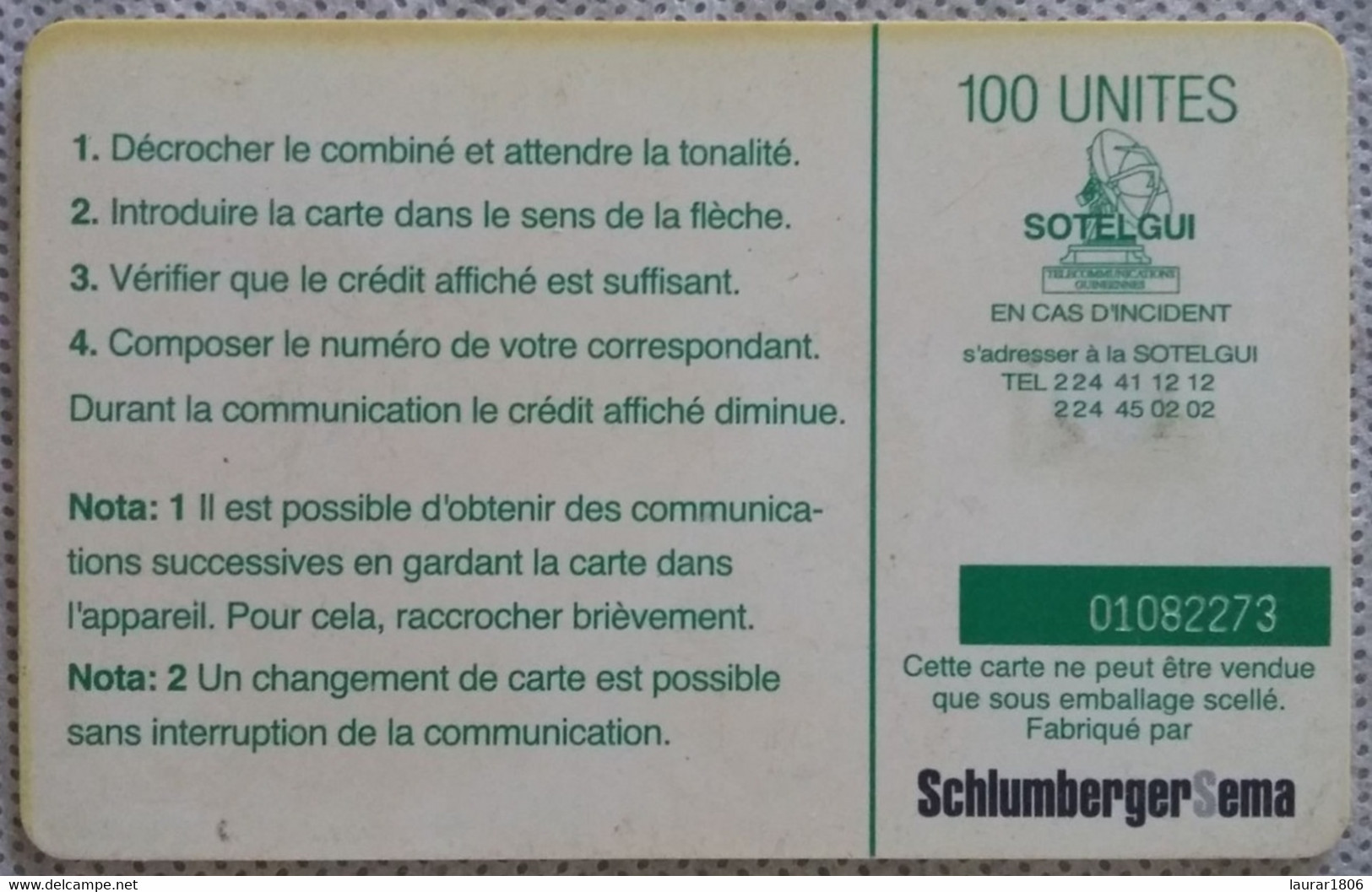 TELECARTE PHONECARD GUINEE - SOTELGUI "Léfas Et Paniers" 100 Unités - SC7 - EC - Guinée