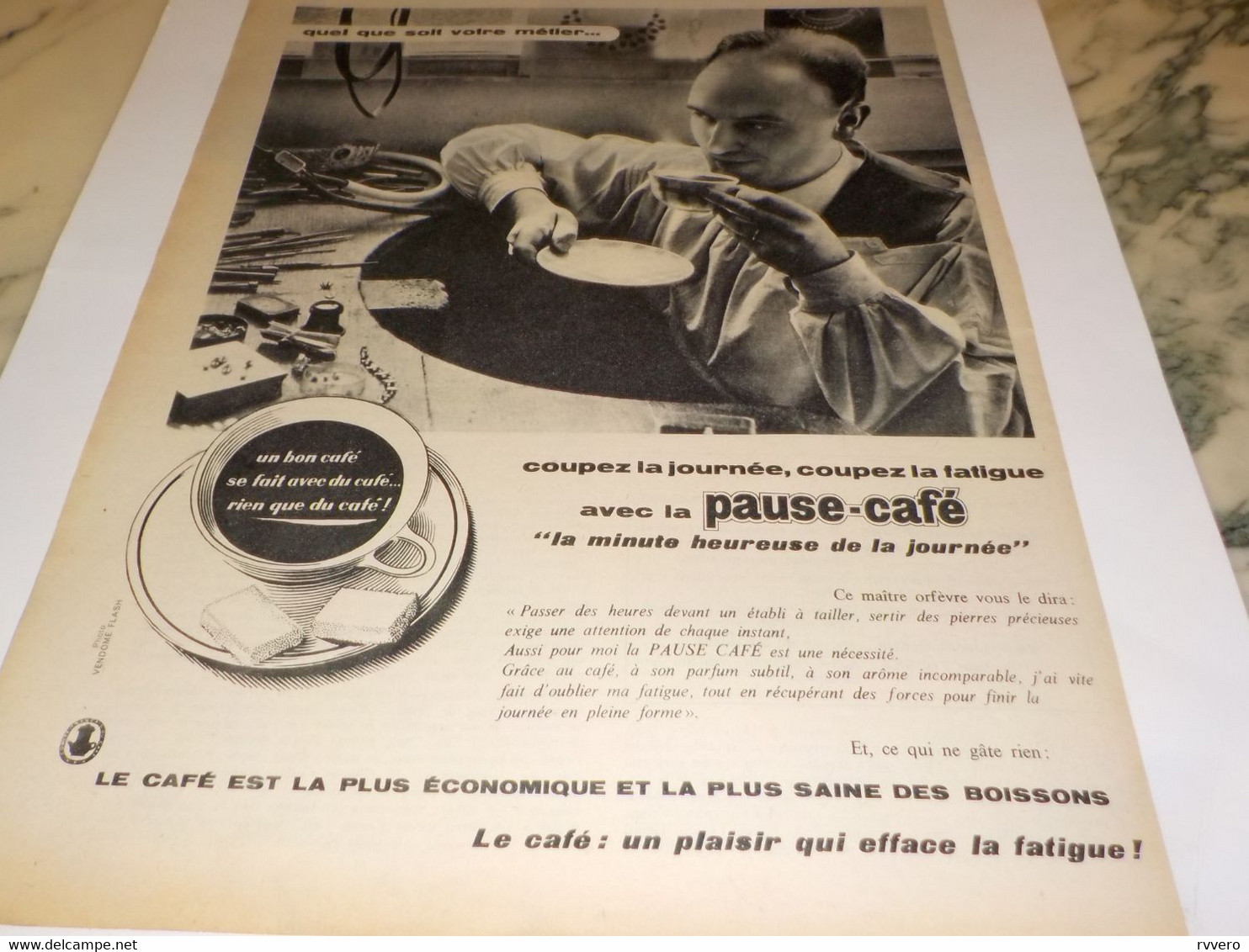 ANCIENNE PUBLICITE UN ORFEVRE VOUS DIT PAUSE CAFE 1960 - Affiches