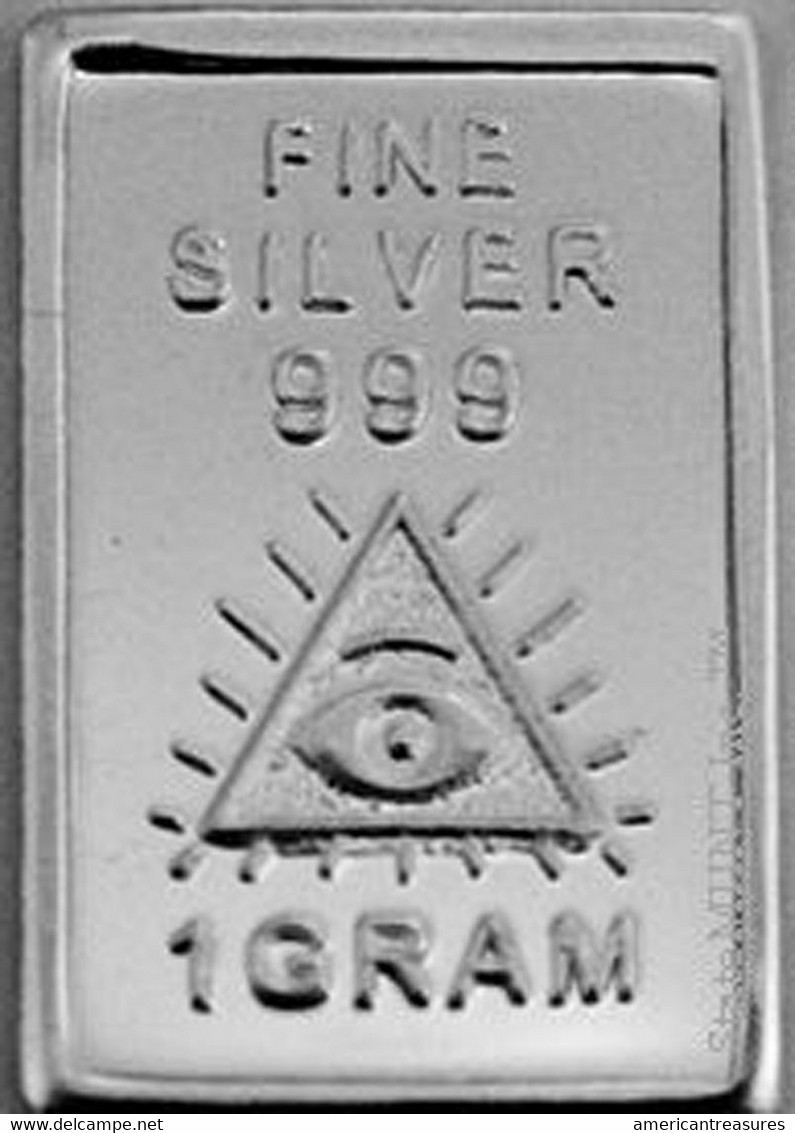 USA 1gr .999 Fine Silver Art Bar Masonic 'All Seeing Eye' - UNCIRCULATED - NEW - Altri – America