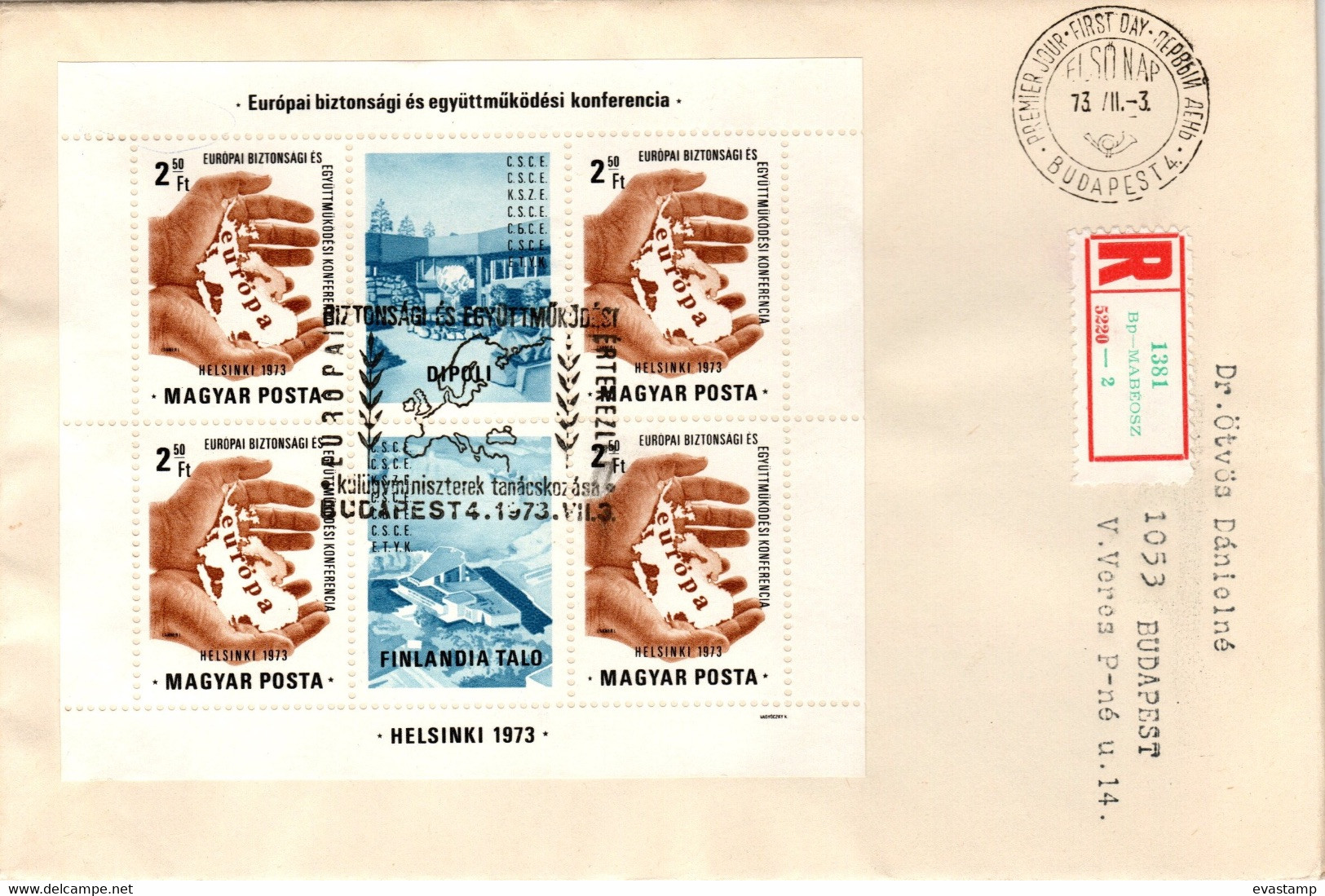 HUNGARY - 1973.FDC S/S - Conference For European Security And Cooperation,Helsinki  USED!! Mi:Bl.99 - ...-1867 Prephilately