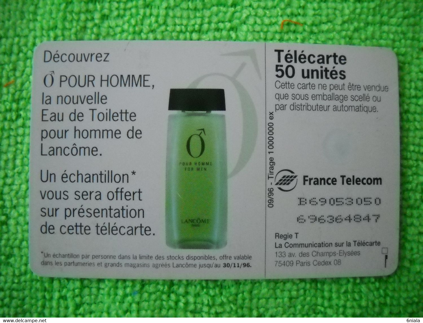 7120 Télécarte Collection  O De Lancôme Pour Homme Parfum   50u  ( Recto Verso)  Carte Téléphonique - Perfumes