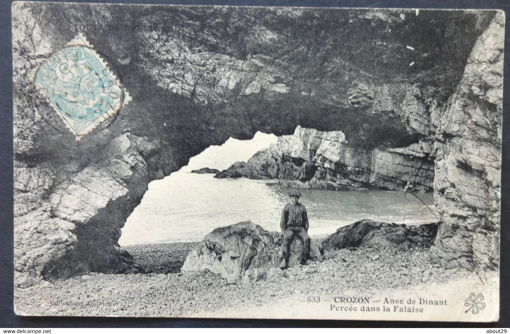 CPA 29 CROZON - RARE Cliché - Anse De Dinant, Percée Dans La Falaise - Andrieu 833 - Réf. I 11 - Crozon