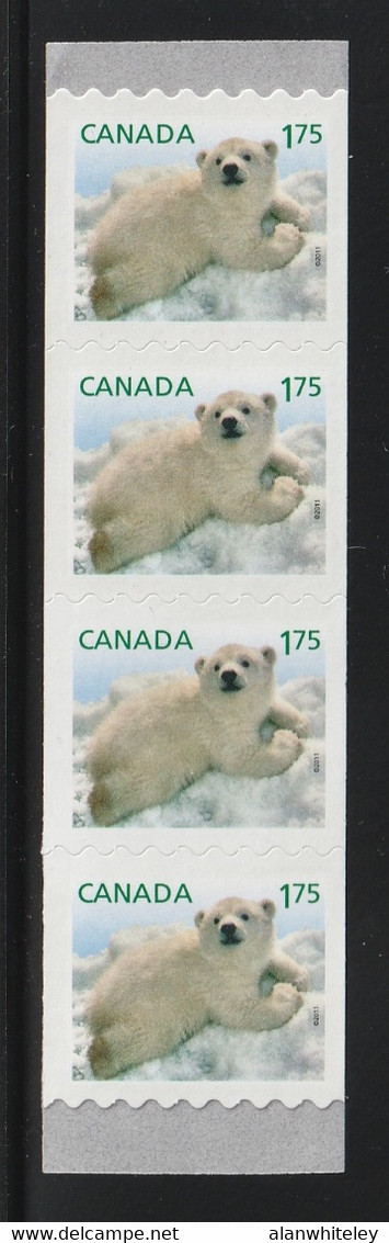 CANADA 2011 Definitives / Young Wildlife / Polar Bear S/ADH: Strip Of 4 Stamps UM/MNH - Coil Stamps