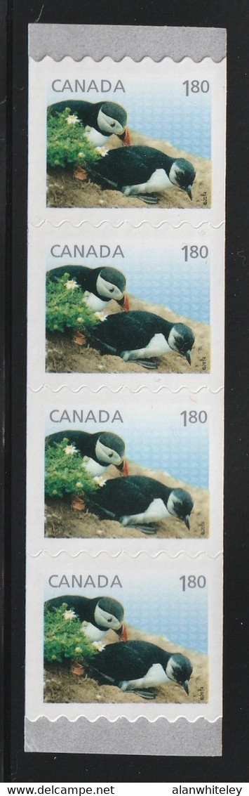 CANADA 2014 Definitives / Young Wildlife / Puffin S/ADH: Strip Of 4 Stamps UM/MNH - Coil Stamps