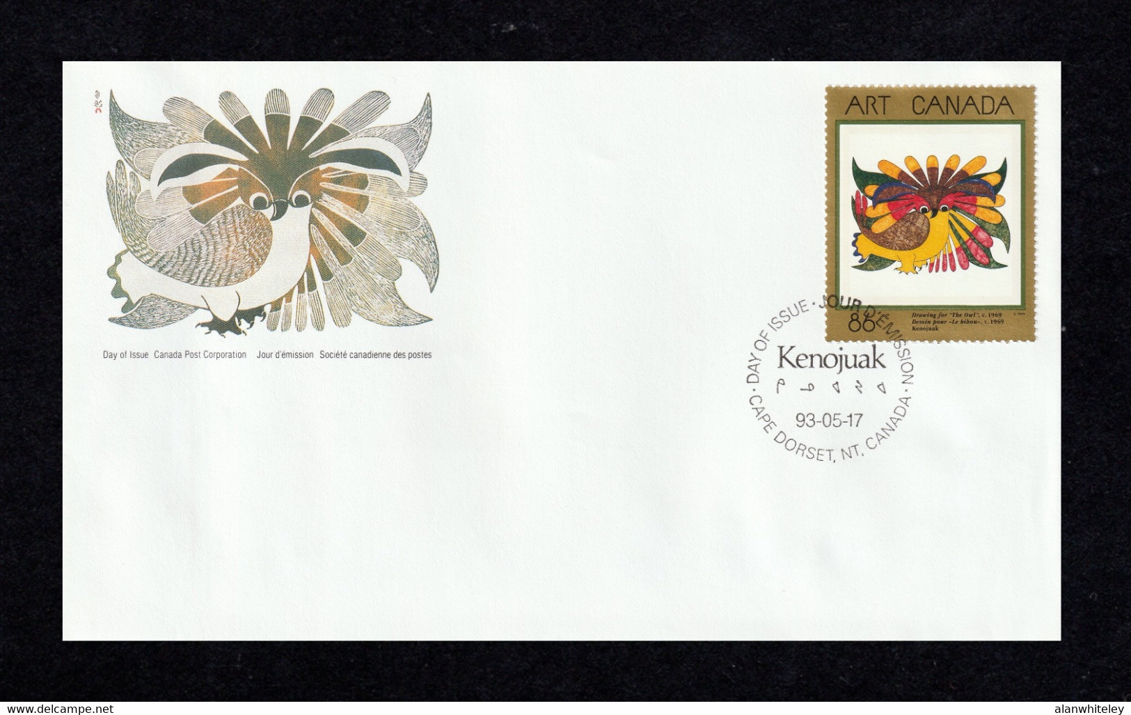 CANADA 1993 Canadian Art (6th Series) / Kenojuak Ashevak / Owl: First Day Cover CANCELLED - 1991-2000