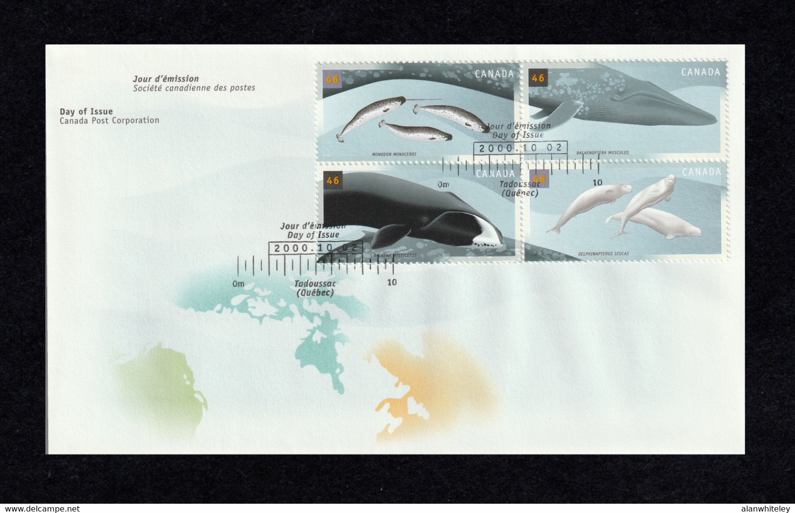 CANADA 2000 Whales: First Day Cover CANCELLED - 1991-2000