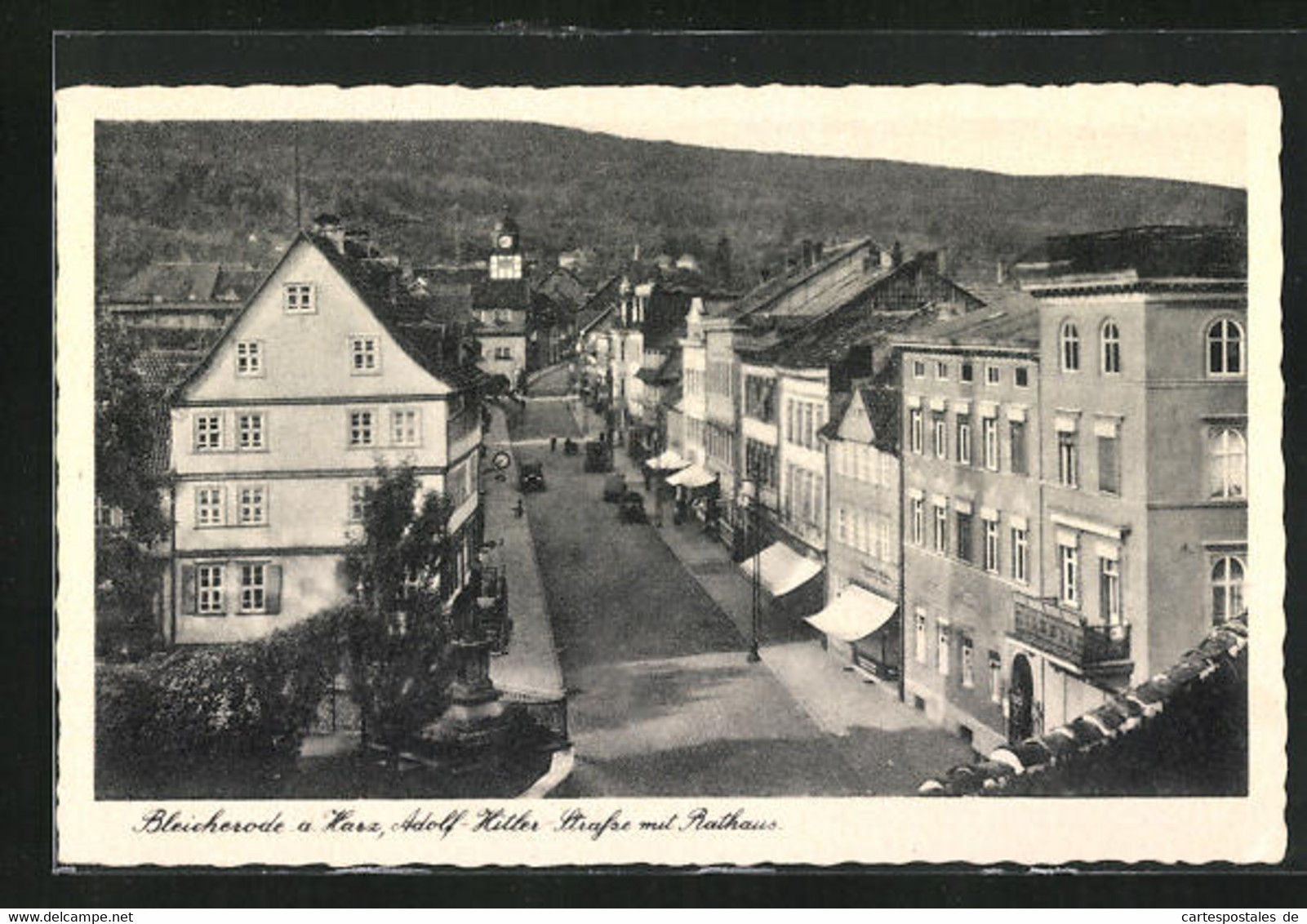 AK Bleicherode A. Harz, Strasse Mit Geschäften Und Rathaus - Bleicherode