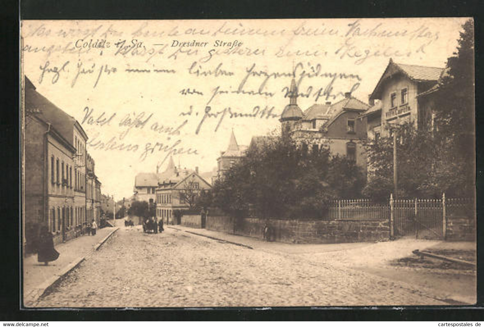 AK Colditz I. Sa., Dresdner Strasse Mit Villa Carola - Colditz