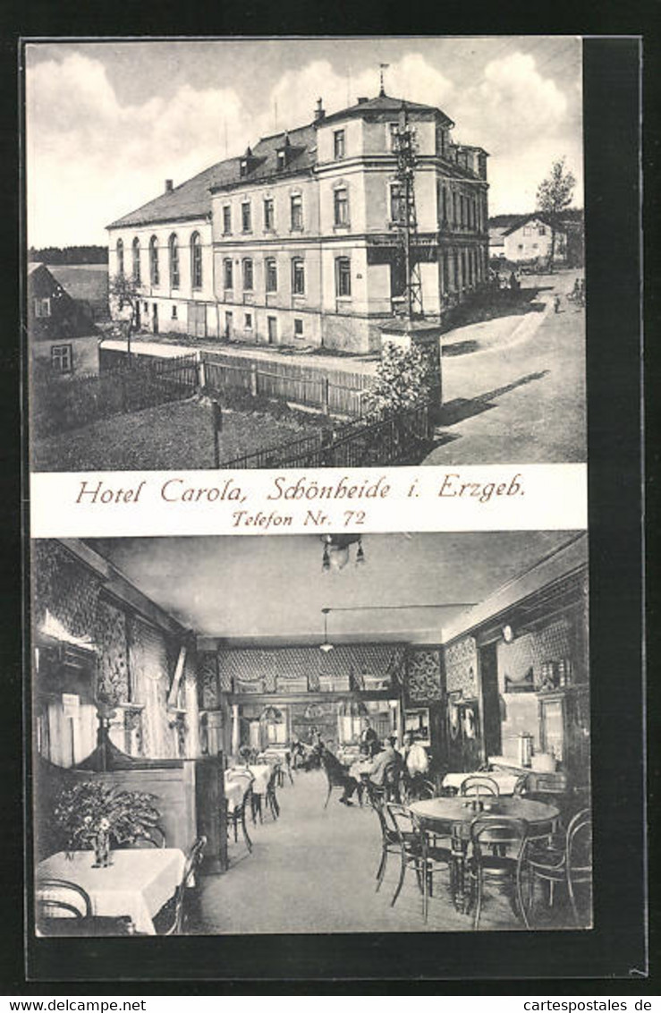 AK Schönheide / Erzgeb., Hotel Carola Von Innen U. Aussen - Schönheide