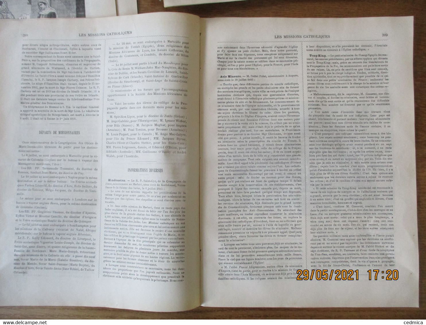 LES MISSIONS CATHOLIQUES DU 17 AOUT 1883 COCHINCHINE,CONSTANTINOPLE,ANNAM TYPES D'INDIGENES ET SPECIMENS DE VEGETAUX,LIB - Riviste - Ante 1900