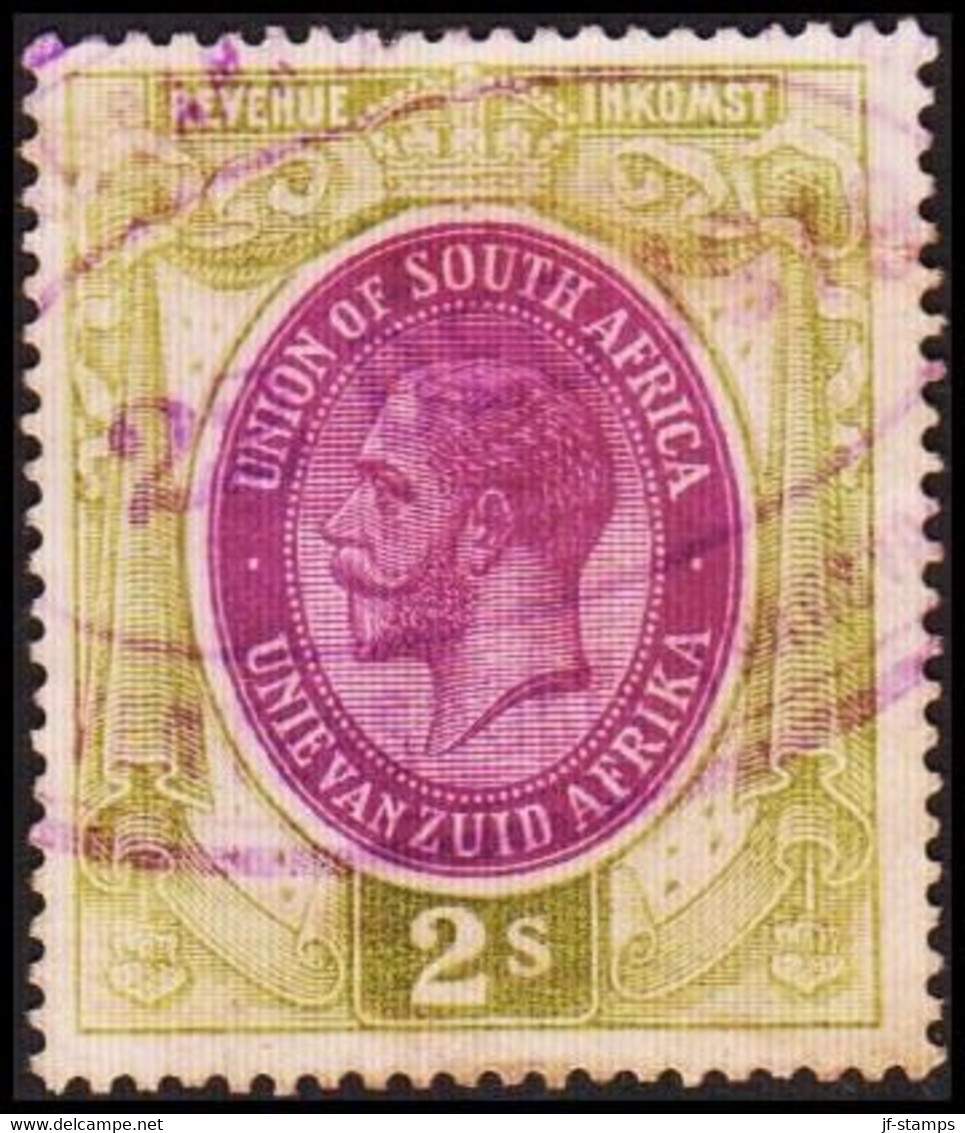 1913-1924. UNION OF SOUTH AFRICA. Georg V. REVENUE INKOMST. 2 S. () - JF420367 - Service