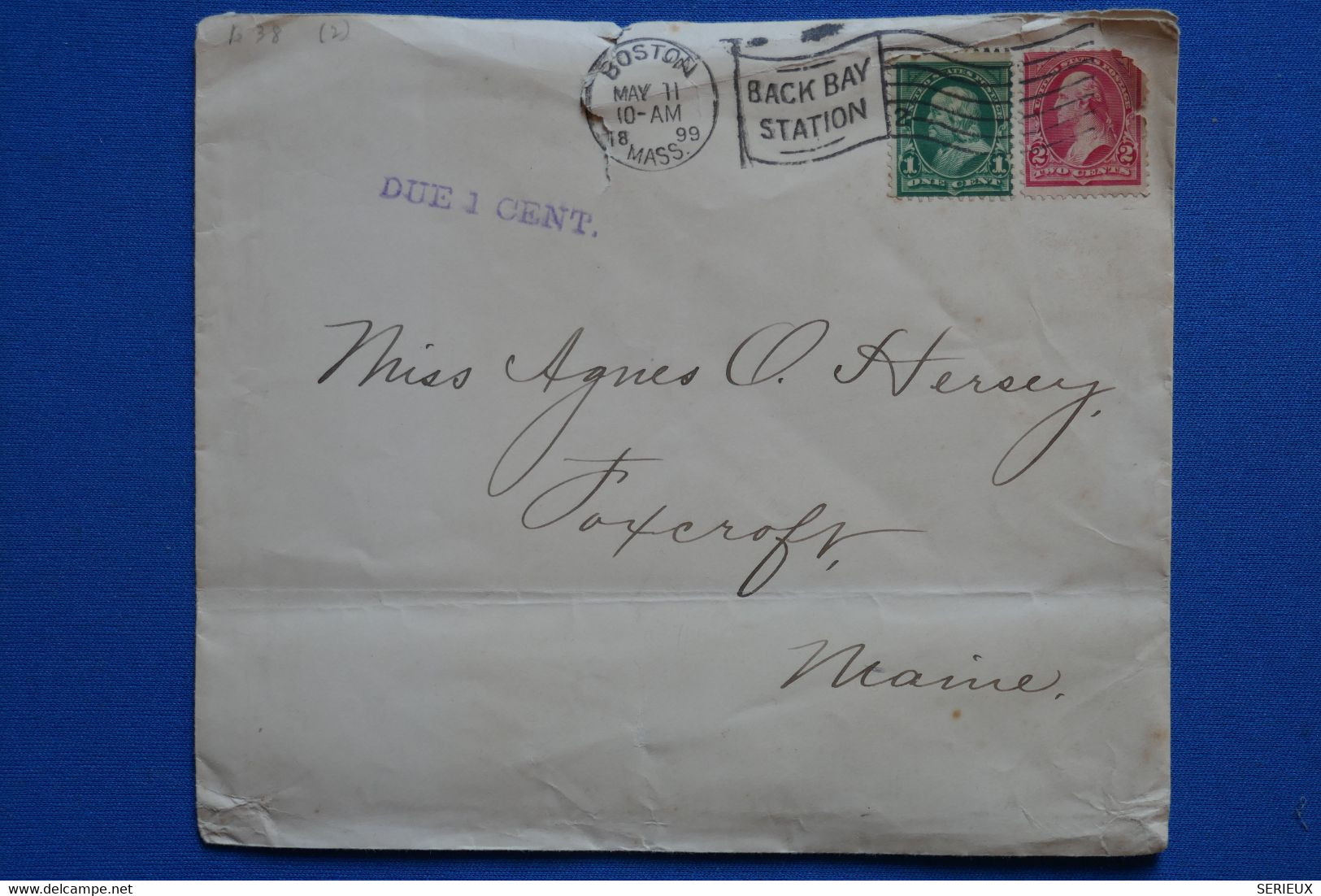 T29 ETATS UNIS LETTRE   1899 BOSTON FOR MAINE+ AFFRANCH . INTERESSANT - Lettres & Documents