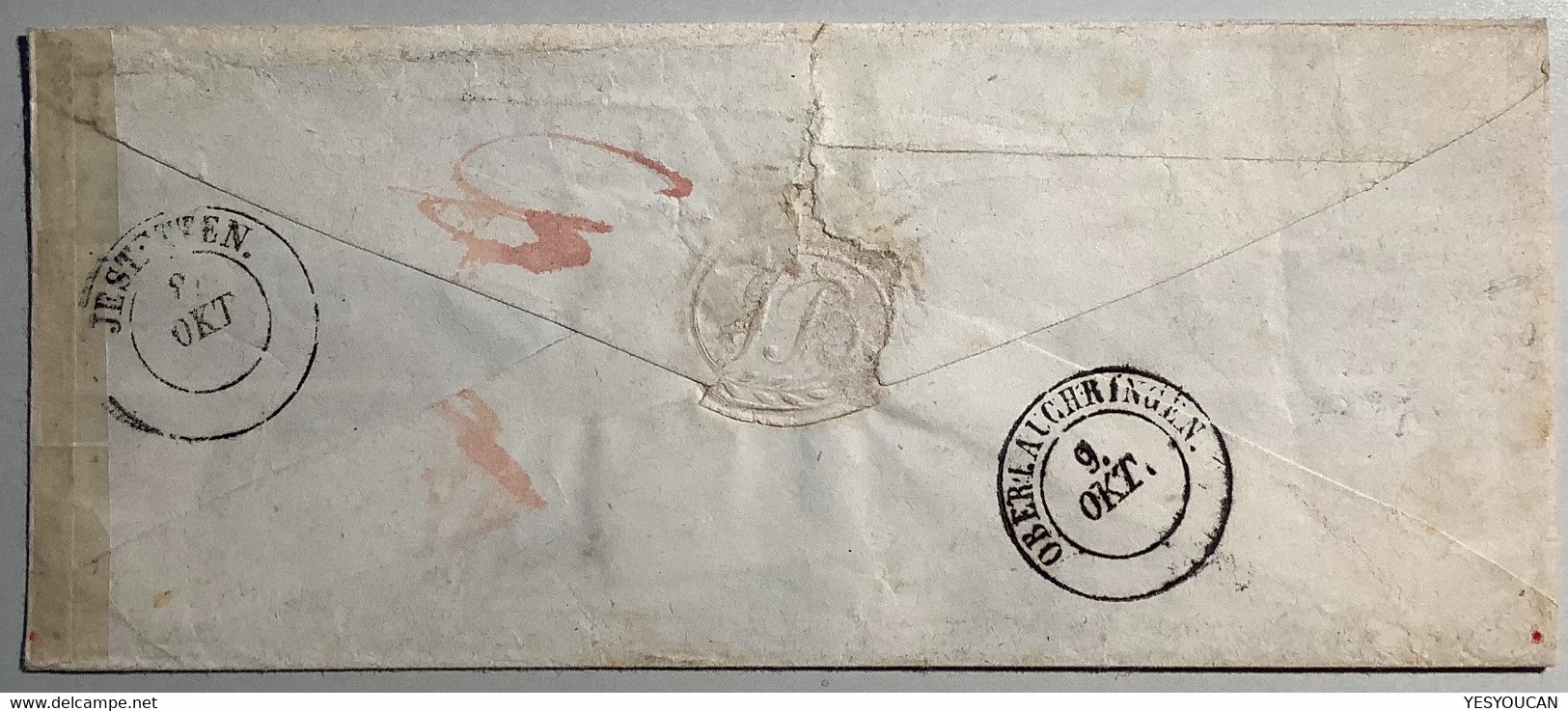 ZÜRICH 1855 Strubel Brief GRENZRAYON RARITÄT>Kadelburg Baden. Schweiz 1854 23Ab(lettre Suisse RL Cover Küssaberg - Briefe U. Dokumente