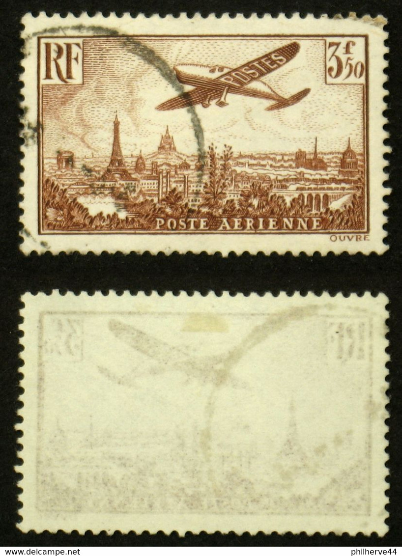 N° PA 13 3F50 AVION Survolant PARIS TB Oblit Cote 27€ - 1927-1959 Oblitérés